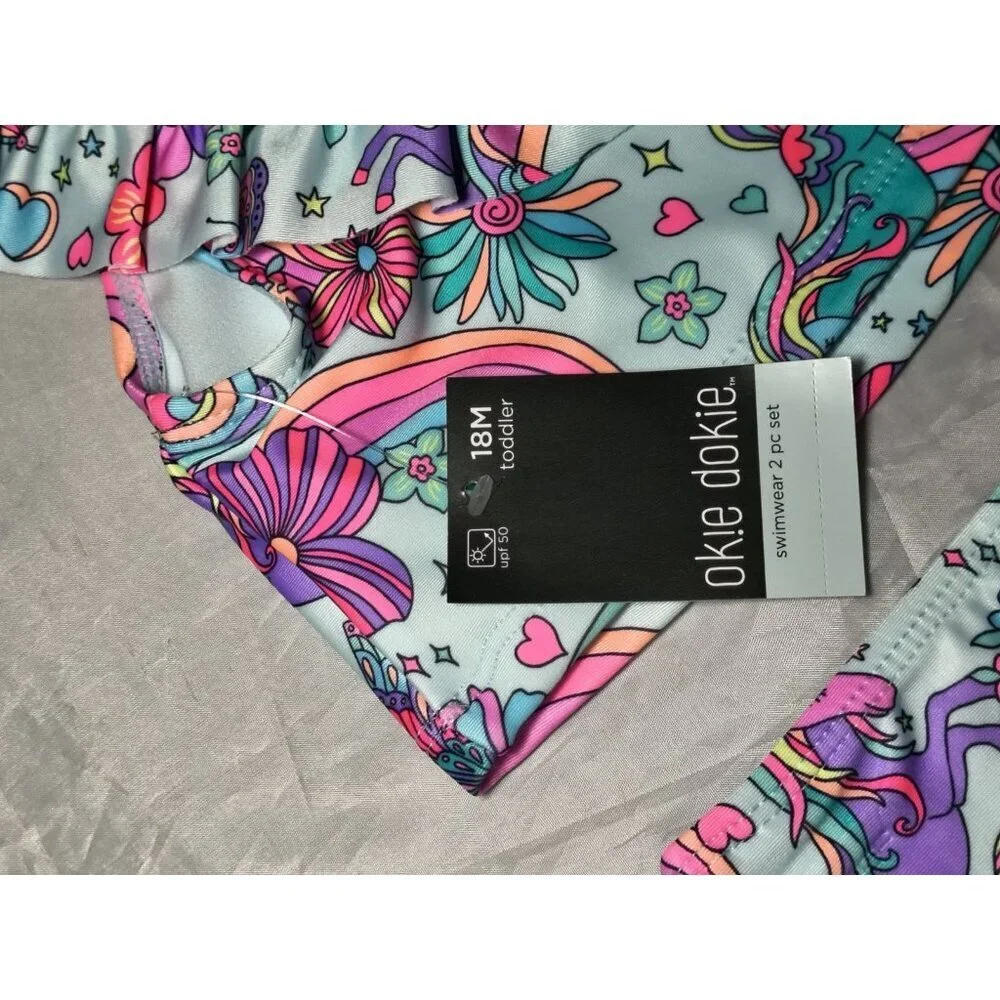 Okie Dokie Girls Size 18 Months Two Piece Magicorn Land Swimming Outfit